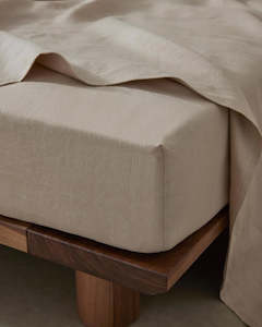 General store operation - other than mainly grocery: Ravello Linen Fitted Sheet - Shell | Weave Home Bed Linen