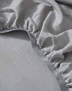 Ravello Linen Fitted Sheet - Silver | Weave Home Bed Linen