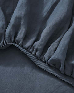 Ravello Linen Fitted Sheet - Denim | Weave Home Bed Linen