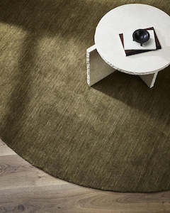 Baya Sandringham 100% Wool Round Rug - Moss