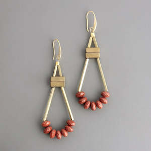 General store operation - other than mainly grocery: David Aubrey Red Jasper Dangle Earrings