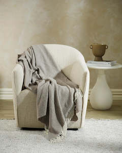 General store operation - other than mainly grocery: Baya Bambina Throw Blanket - Walnut | Merino Wool and Cashmere