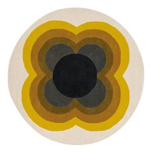 Orla Kiely Sunflower Rug - Yellow | 100% Wool Round Floor Rug