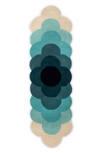 Orla Kiely Optical Flower Rug - Teal |  100% Wool Runner Floor Rug