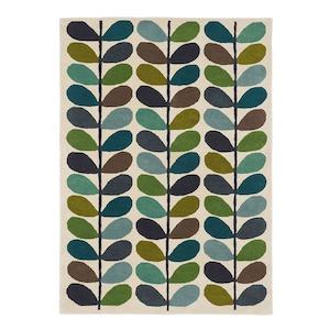 General store operation - other than mainly grocery: Orla Kiely Multi Stem Rug - Kingfisher | 100% Wool Designer Floor Rug