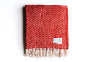 Ruanui Station Lambswool Throw - Rakaia Red Diamond Weave