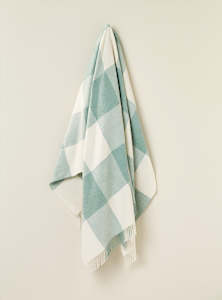 General store operation - other than mainly grocery: Checkboard Throw Blanket - Eucalyptus | 100% NZ Merino Wool