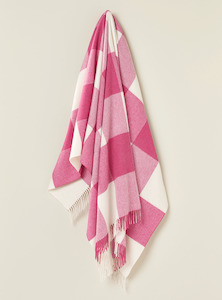 NZ Wool Throw - Checkboard, Pink | 100% Merino Wool