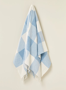 General store operation - other than mainly grocery: NZ Wool Throw - Checkboard, Aqua Blue | 100% Merino Wool