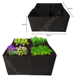 4 Grids Vegetable Planting Bag Flower Grow Bag Raised Fabric Garden Bed