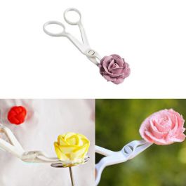 2Pcs Cake Scissors Cream Flower Transfer Fondant Holder Plastic Pastry Scissor