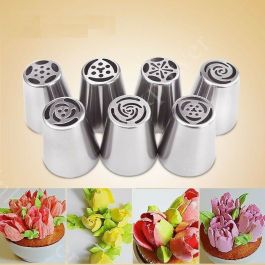 8Pcs Russian Flower Icing Piping Nozzles Tips Pastry Cake DIY Baking Tool