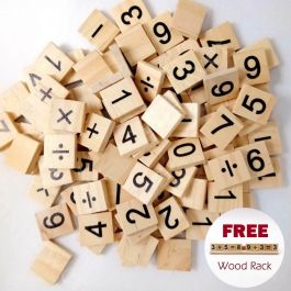 100 Pcs Wooden Numbers Wood Tiles for DIY Craft Scrapbooking NZ