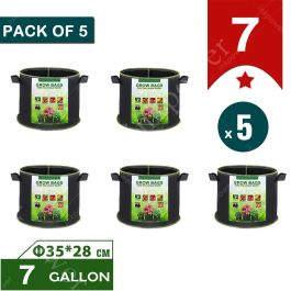 5-PACK 7 Gallon Fabric Grow Bags Pots Plant Aeration ContainΦ 35x28cm