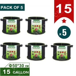 5-PACK 15 Gallon Fabric Grow Bags Pots Plant Aeration Container