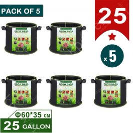 25 Gallon Fabric Grow Bags Pots Plant Aeration Container - Φ 60x35cm