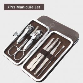 7PCS Pedicure / Manicure Set Nail Clippers Cleaner Cuticle Grooming Kit Case