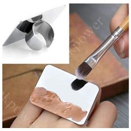 2PCS Nail Art Palette Stainless Steel Makeup Mixing Plate Ring