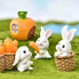 7PCs DIY Mini Miniature Fairy Garden Rabbit Decor Craft Ornament