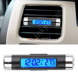 2in1 Digital LED Car Clock Thermometer Temperature LCD Backlight Without Battery