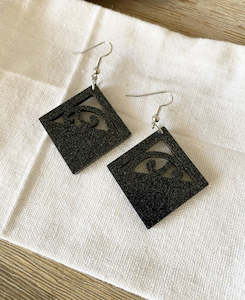 Earrings: Te Whai - black glitter