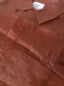 linen shirt/ hemaima mens cut rust