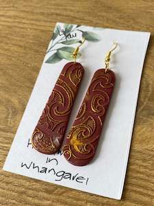 Maroon & gold earrings #28