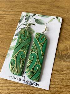 Green & gold earrings #27