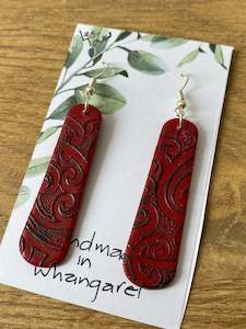 Deep red & black earrings #26