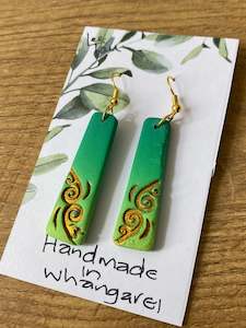 Green & gold earrings #18