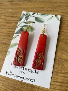 Red & gold earrings #16