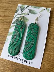 Taonga Jewelry: Green & grey earrings #14