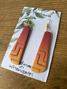 Poutama orange earrings #13