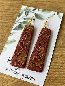 Maroon & gold earrings #8