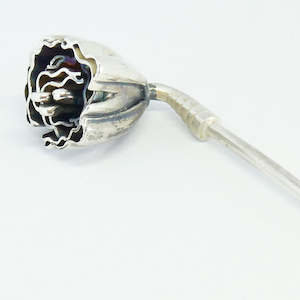 "Vivee" bent sterling silver flower stem