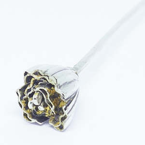 'Vivee' Stem, Sterling Silver & 24ct Gold leaf / clear resin