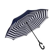 Blue Striped Reversible Umbrella