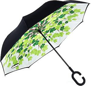 Insideout Umbrella: Green Leaves Reversible Umbrella