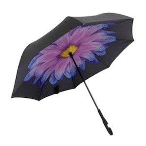 Pink and Yellow Flower Reversible Umbrella