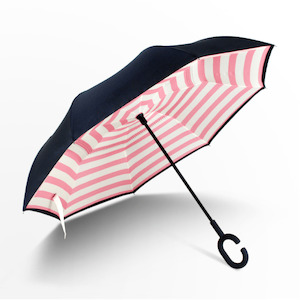 Pink Striped Reversible Umbrella