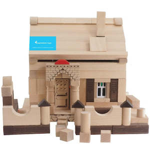 Toy: Wooden house construction for kids - 150 pieces