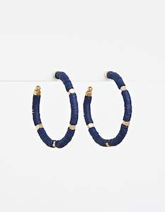 Earrings: Navy fimo hoop w/ beads