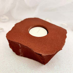 Aromatics Accessories: Red Jasper Partial Polished Candle Holder (approx. 11.3x10.3cm)