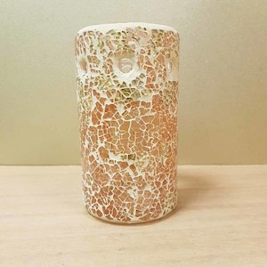 Aromatics Accessories: Gold Mosaic Pillar Oil Burner (approx. 8x14.5cm)