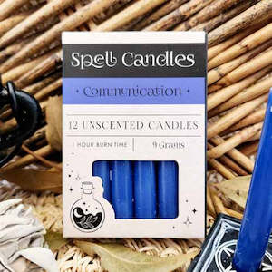 Aromatics Accessories: Blue Communication Spell Candles (box of 12.approx.1 hr burn time)