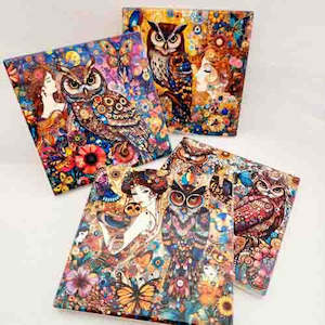 Colourful Owl Coasters (set of 4)