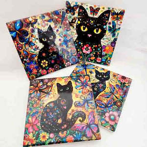 Everything Else: Floral Cat Coasters (set of 4)