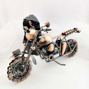 Scrambler Copper Look Motorbike (approx. 18.5 x 27cm)