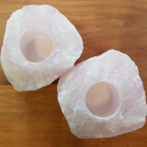 Rose Quartz Candle Holder (assorted. approx. 9.7-11.6x9.5cm)