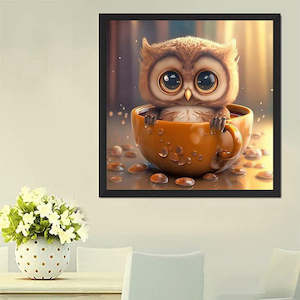 Beads Other Crafts: DIY Diamond Art Owl in a Tea Cup (approx.